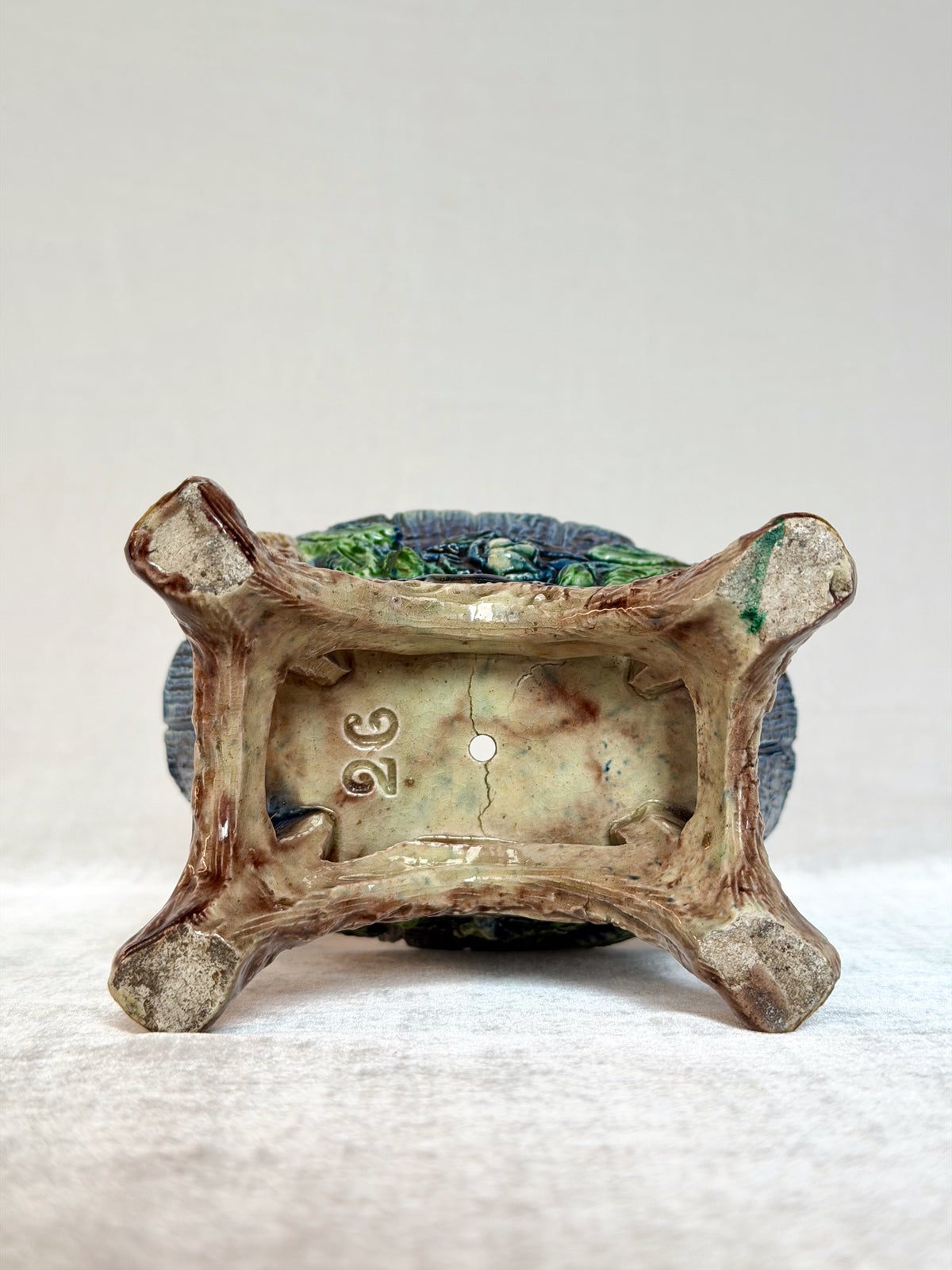 Faux Bois Basket Palissy Majolica Planter
