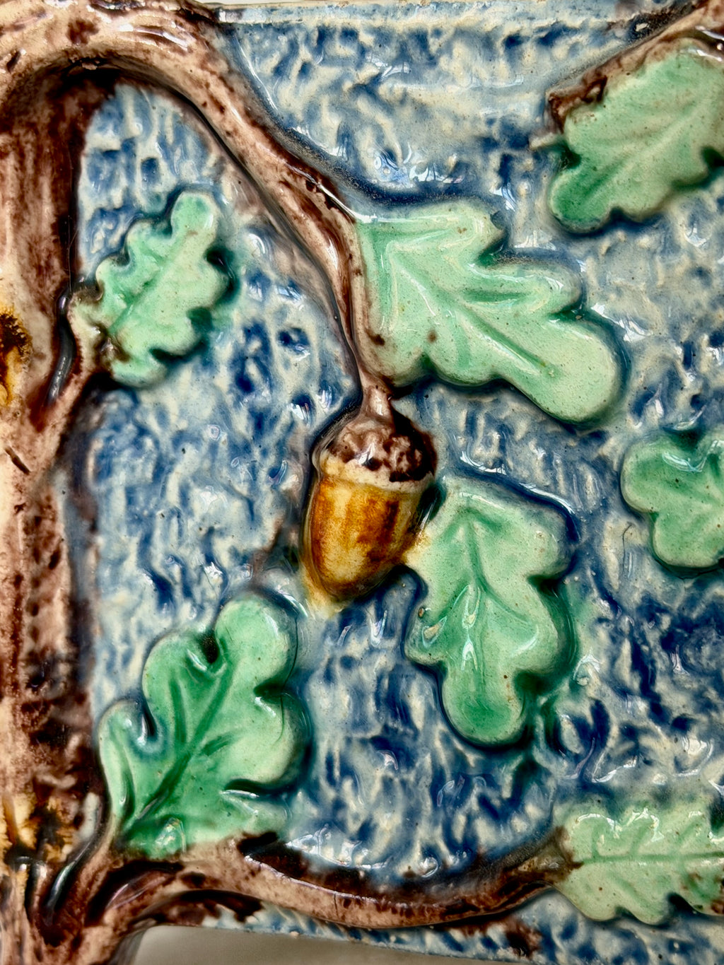 Square Faux Bois Palissy Majolica Planter