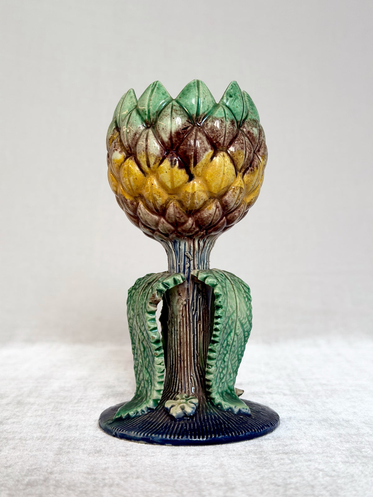 Pineapple Palissy Majolica Egg Cup