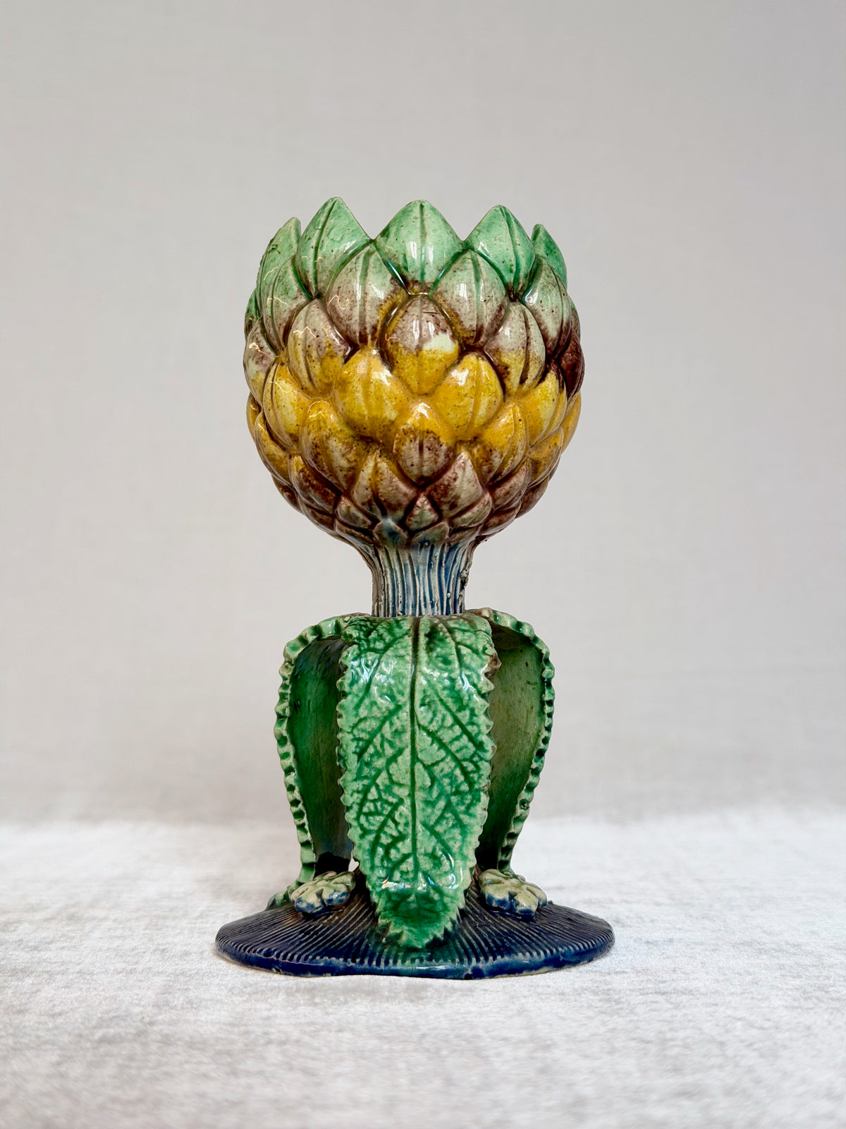 Pineapple Palissy Majolica Egg Cup