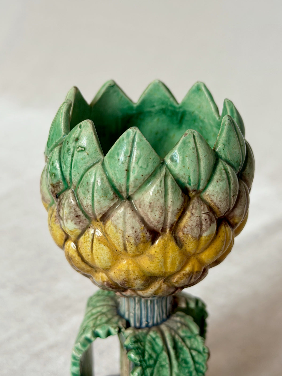 Pineapple Palissy Majolica Egg Cup