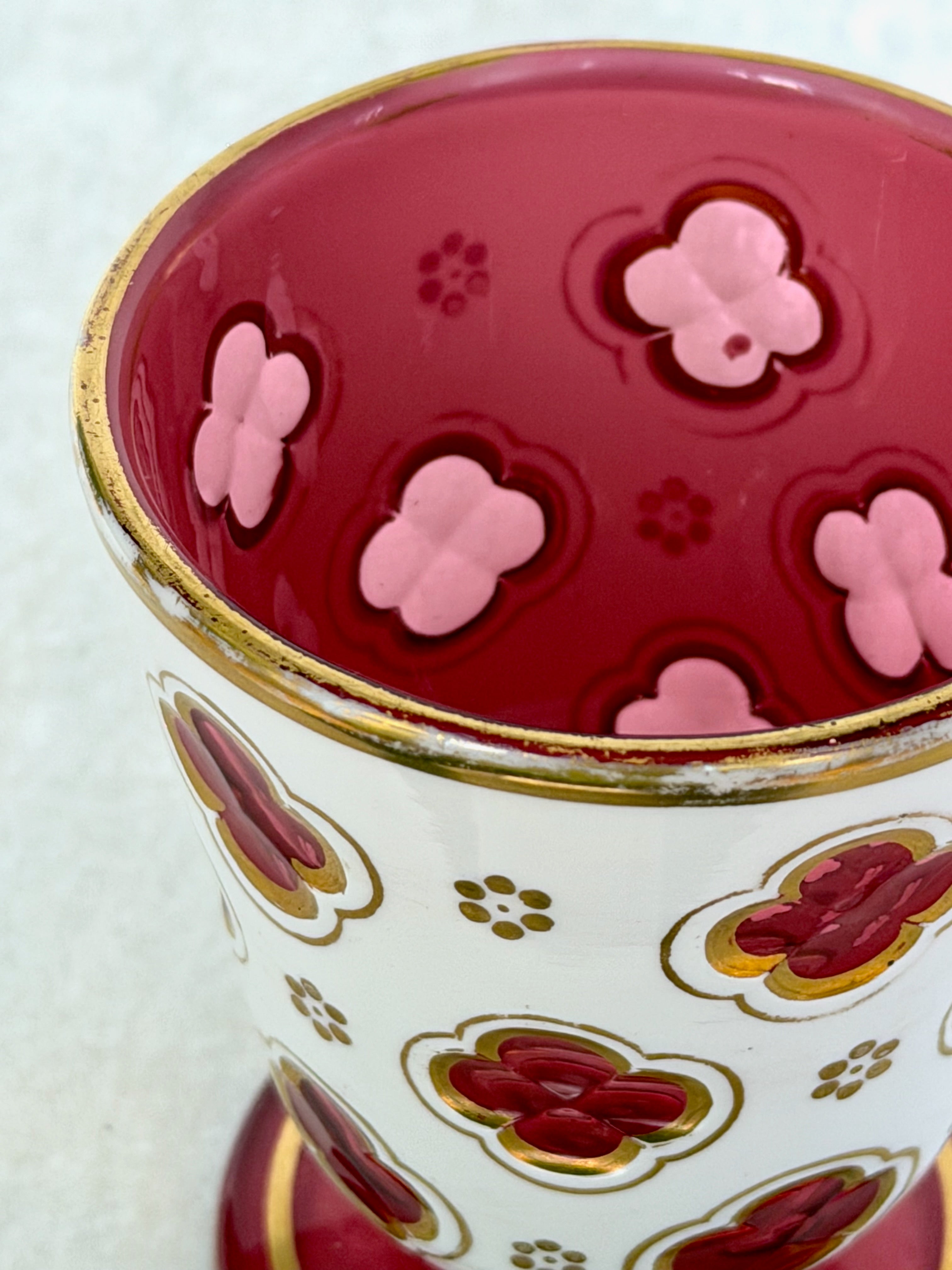 Ruby and White Opaline Goblet
