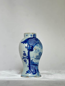 Blue Delftware Vase with River Scene
