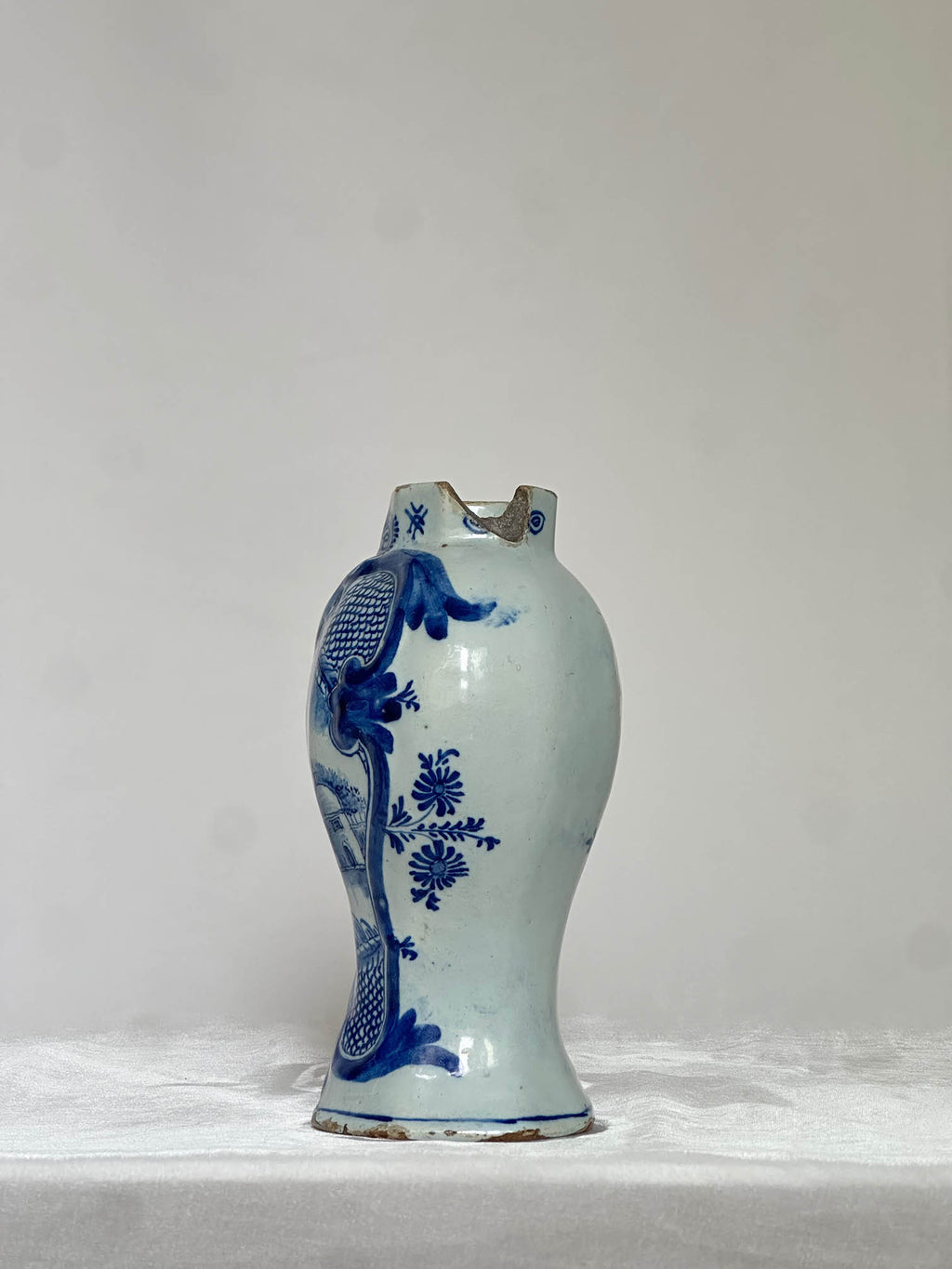 Delftware Vase with River Scene