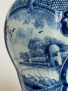 Blue Delftware Vase with River Scene