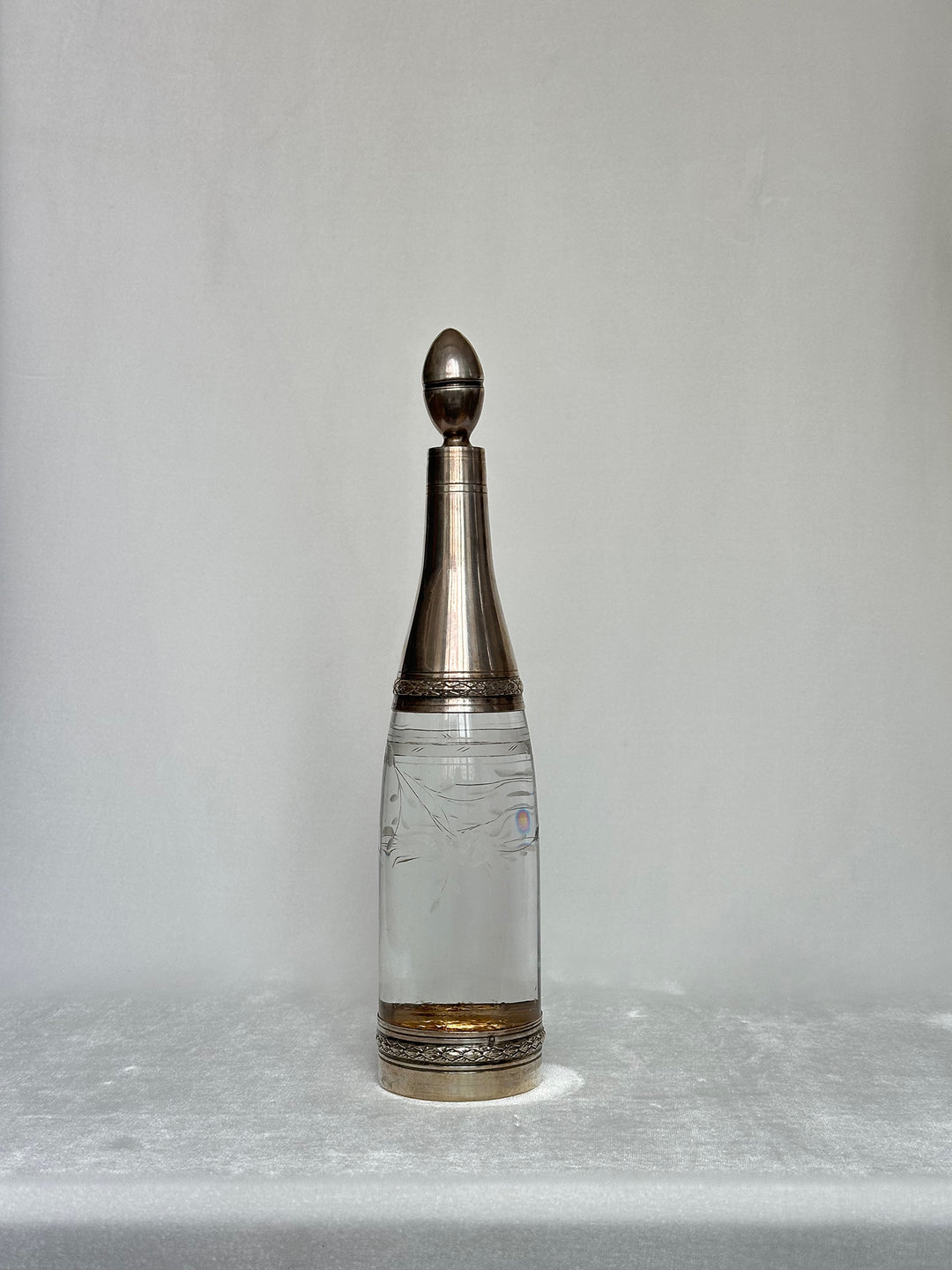 Silver-Mounted Glass Bottle