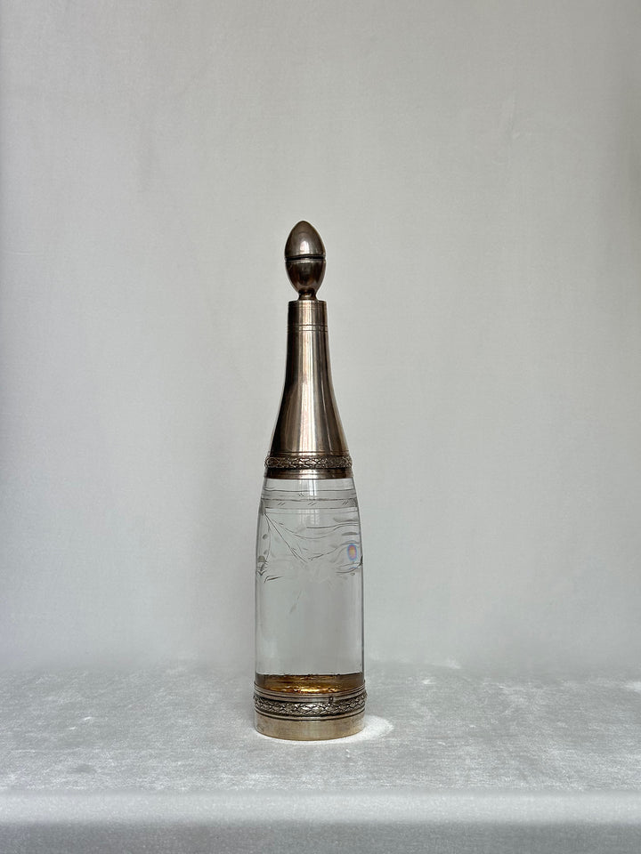 Silver-Mounted Glass Bottle