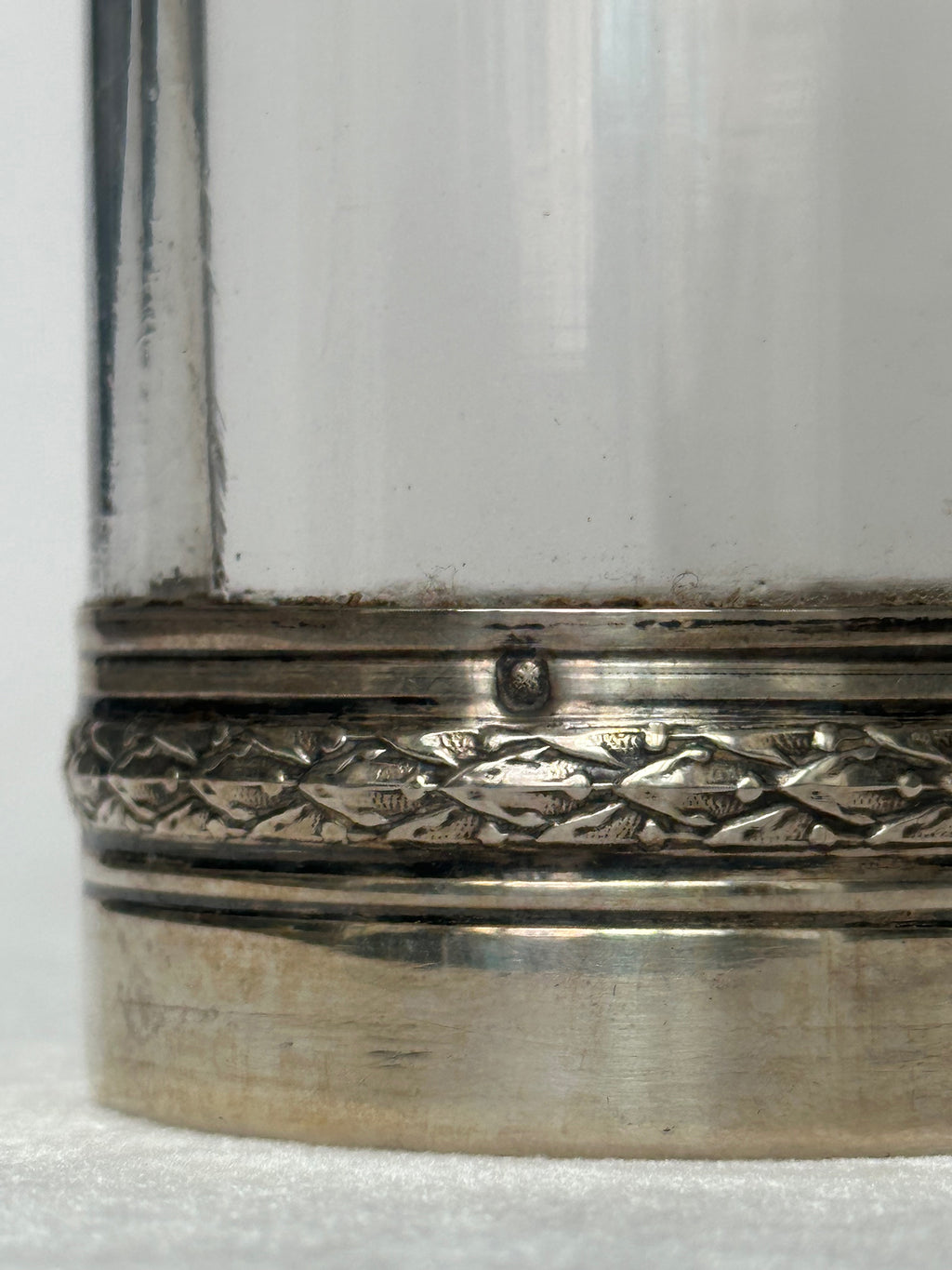 Silver-Mounted Glass Bottle