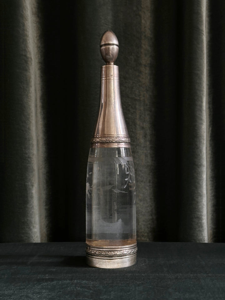 Silver-Mounted Glass Bottle
