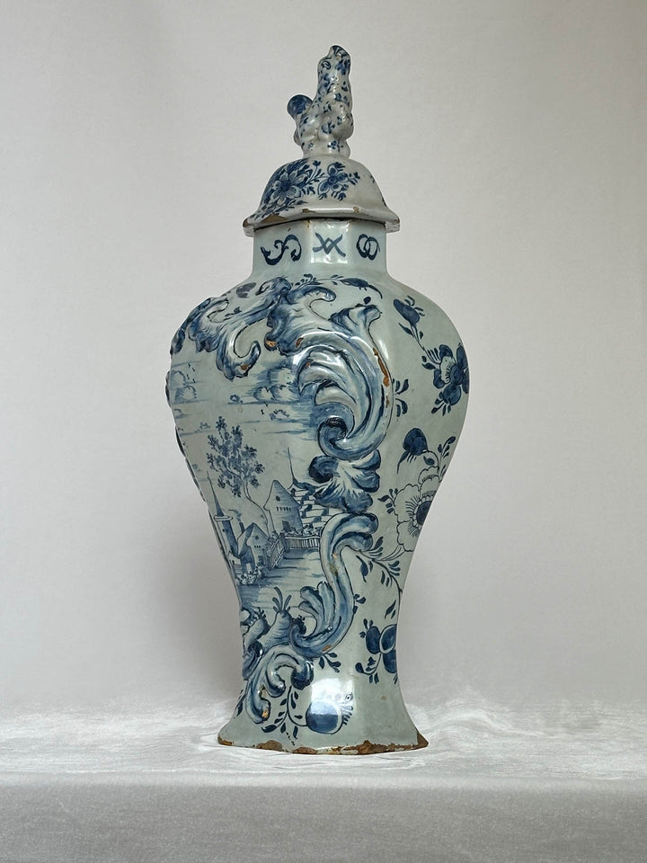 Delftware Vase with Village Scene