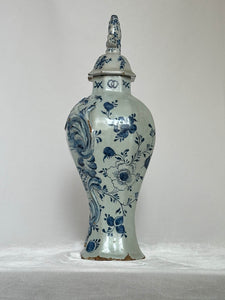 Blue Delftware Vase with Village Scene