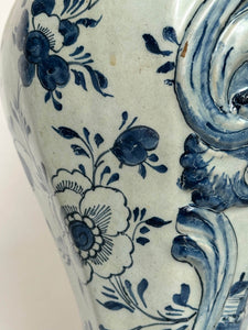 Blue Delftware Vase with Village Scene