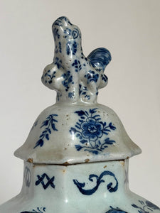 Blue Delftware Vase with Village Scene