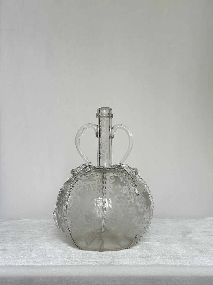 Engraved Gourd-Shaped Glass Decanter