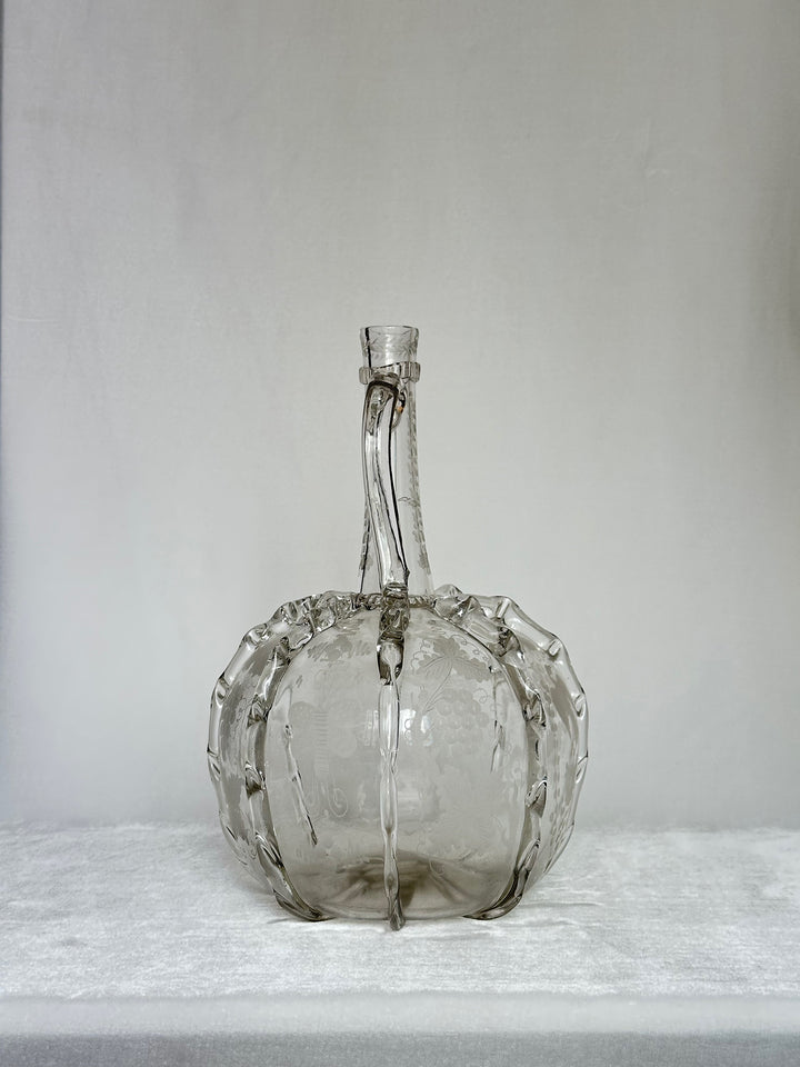 Engraved Gourd-Shaped Glass Decanter