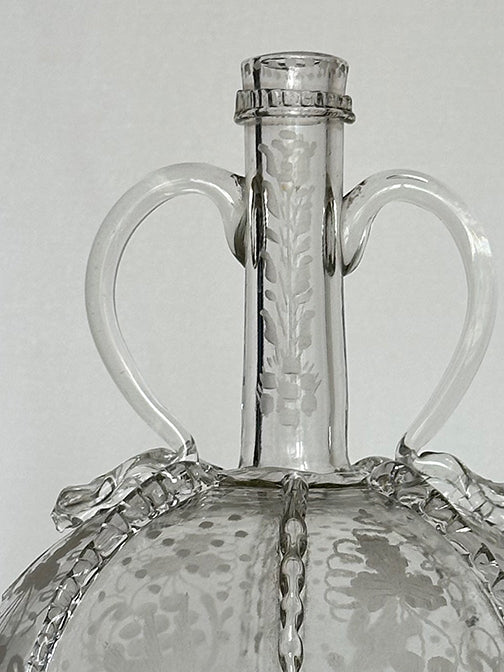 Engraved Gourd-Shaped Glass Decanter